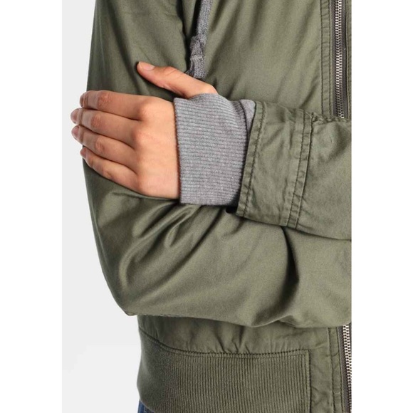 Hollister Army Green Bomber Jacket with Hoodie - Picture 4 of 8